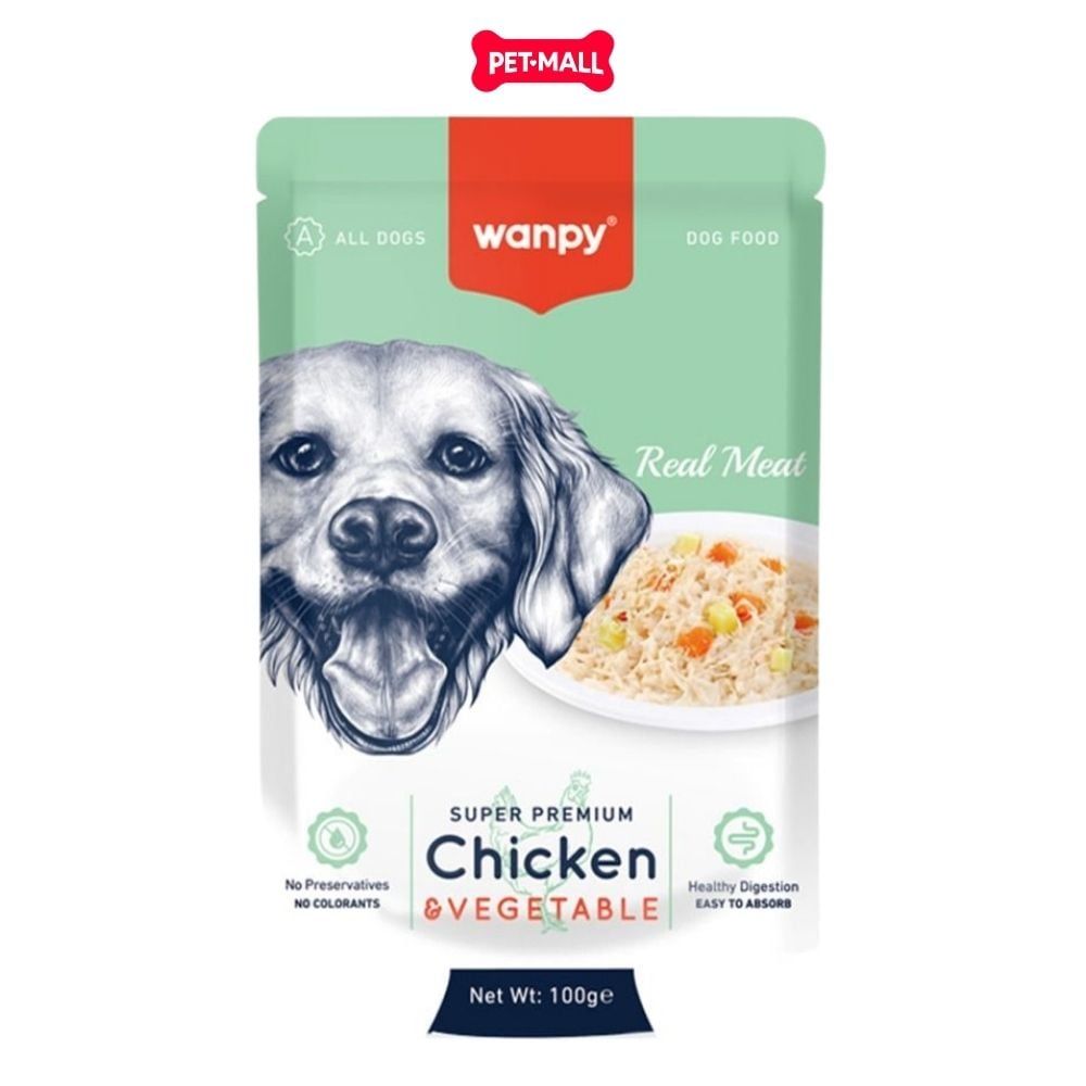 Pate chó WANPY Super Premium Chicken & Vegetable 100g - Hộp 12 gói - Thịt gà & Rau Củ Petmall