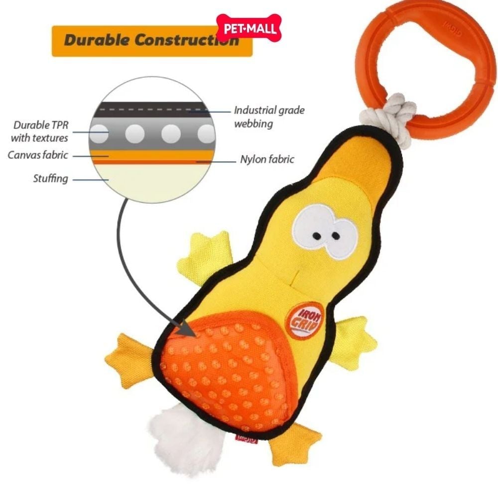 Đồ Chơi Kéo Co Con Vịt 2 Tay Cầm Cao Su GiGwi Iron Grip Plush Duck With Two TPR Handles Petmalll