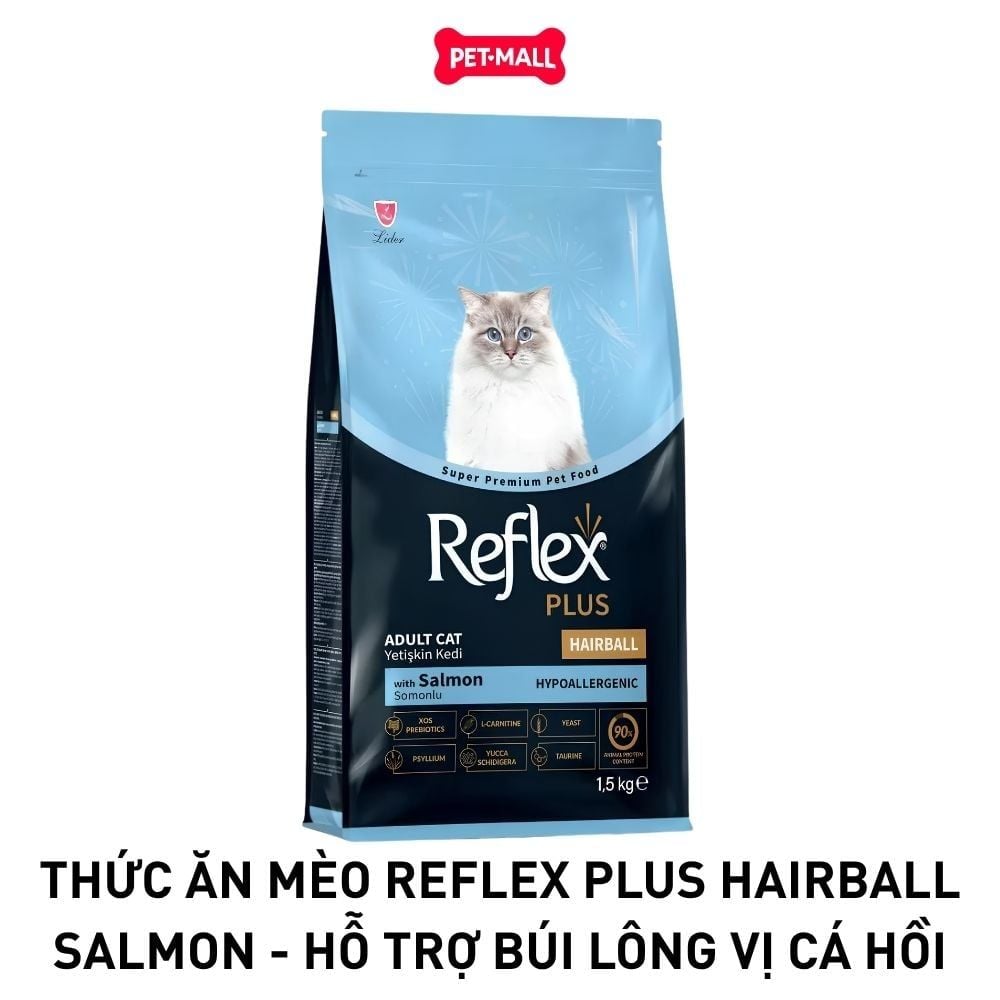 1.5KG - Thức ăn mèo Reflex Plus Hairball Salmon - Hỗ trợ búi lông vị cá hồi Petmall