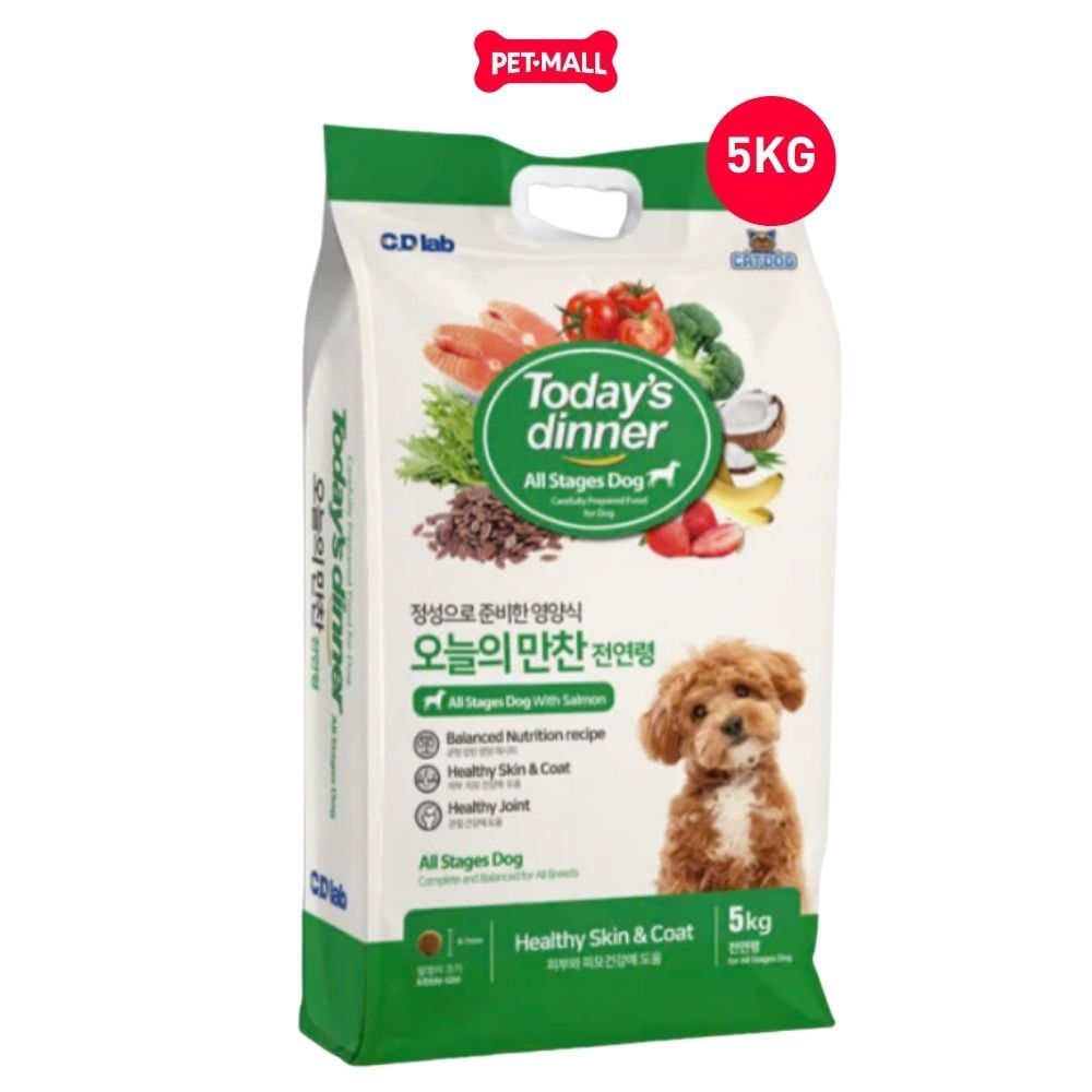 5KG - Thức ăn chó Today's Dinner Healthy Skin & Coat All Stages Dog - Hỗ trợ dưỡng lông cho chó mọi lứa tuổi Petmall