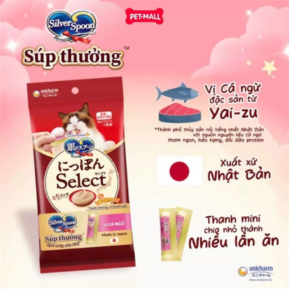 Treats mèo Silver Spoon súp thưởng dạng thanh size Mini từ Nhật Bản