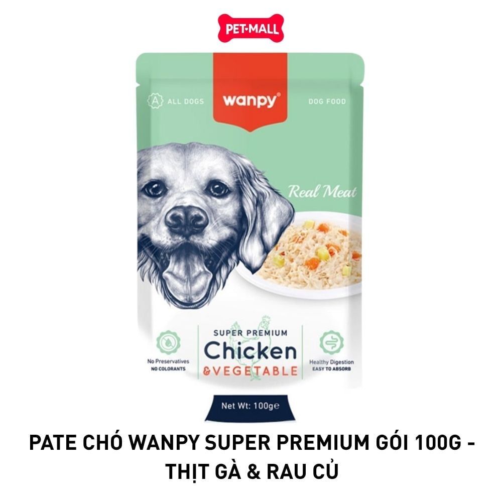Pate chó WANPY Super Premium Chicken & Vegetable 100g - Hộp 12 gói - Thịt gà & Rau Củ Petmall