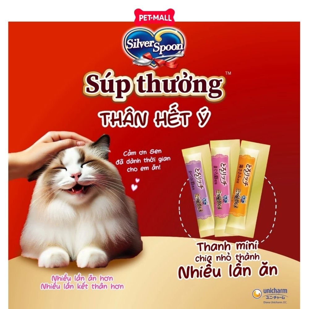 Treats mèo Silver Spoon súp thưởng dạng thanh size Mini từ Nhật Bản