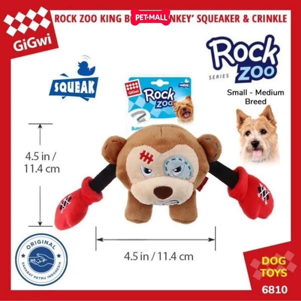 Đồ chơi thú bông có tiếng GiGwi Rock Zoo King Boxer Monkey size S Petmall