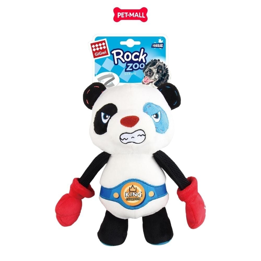 Đồ chơi thú bông có tiếng GiGwi Rock Zoo King Boxer Panda size M/L Petmall