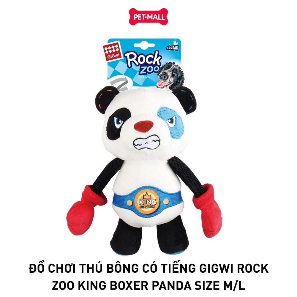 Đồ chơi thú bông có tiếng GiGwi Rock Zoo King Boxer Panda size M/L Petmall