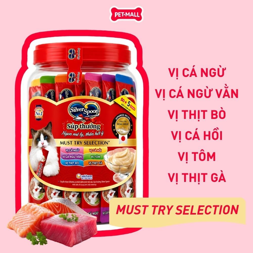 Hộp 55 thanh 14g - Treats Silver Spoon 770g - Classic selection Petmall