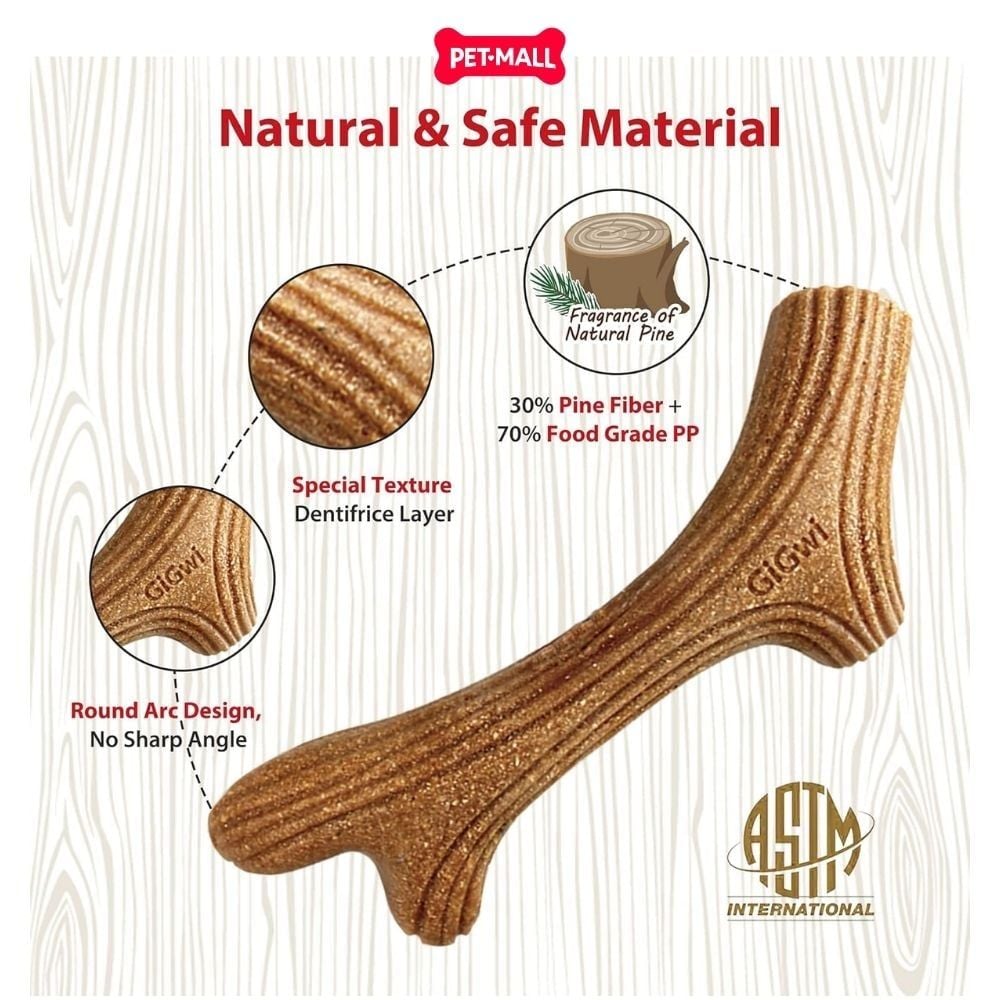 Đồ chơi nhai gặm GiGwi Nylon Wooden Antler Chew Toy - Sừng nai gỗ size M Petmall