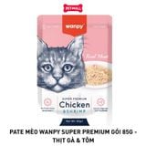 Pate mèo WANPY Super Premium Chicken & Shrimp 85g - Hộp 12 gói - Thịt Gà & Tôm Petmall