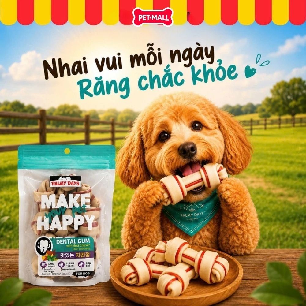 Treats Dental Bones PALMY DAYS 128g cho chó Petmall