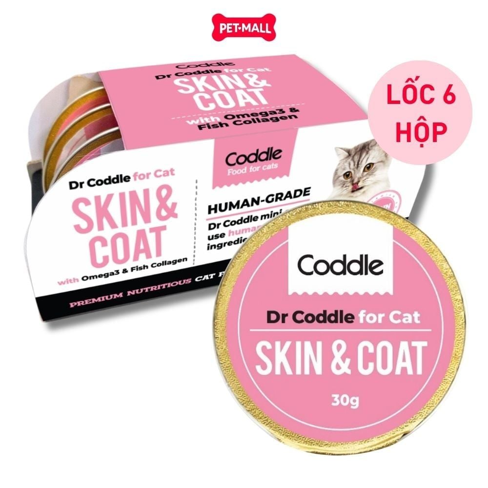 Lốc 6 Hộp 30G - Pate mèo Dr.Coddle 30G - SKIN & COAT Hỗ trợ da lông Petmall