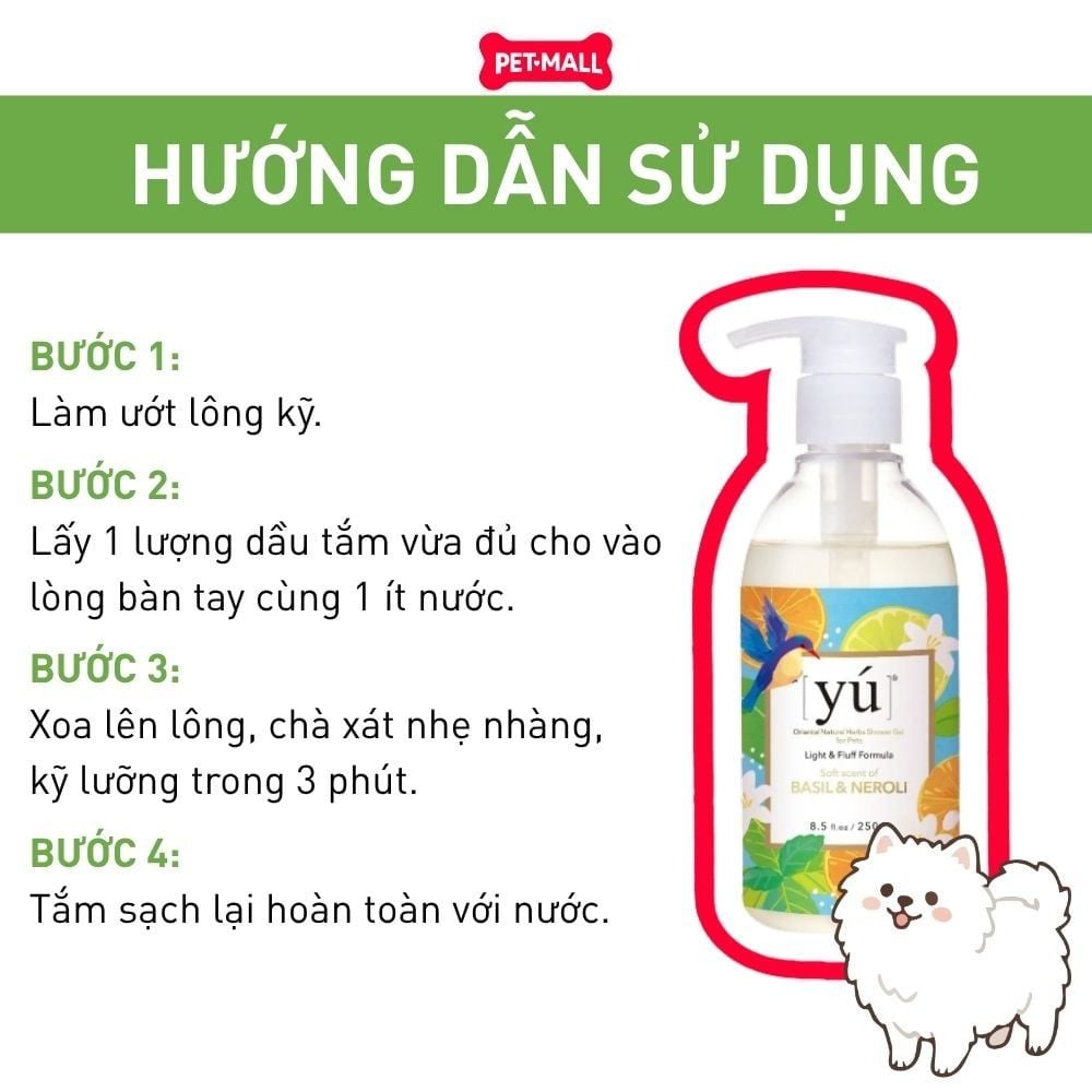 Sữa tắm Yu Light & Fluff Formula cho thú cưng 250ml Petmall