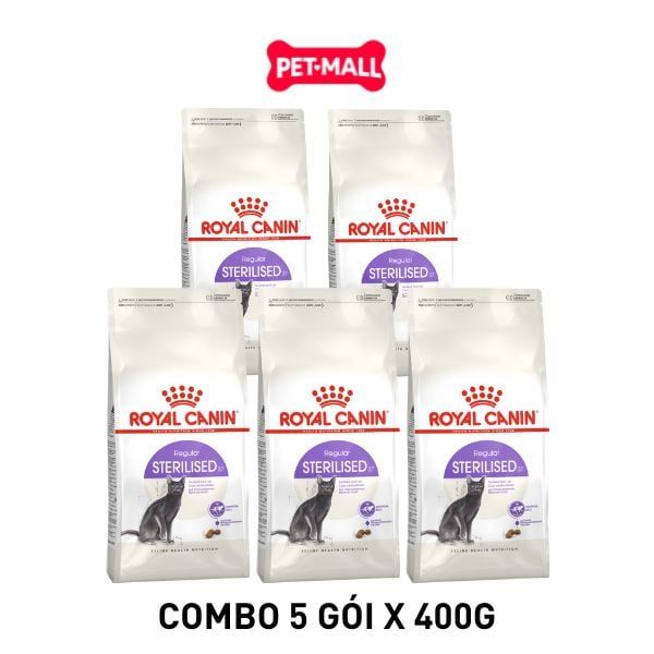 Combo 5 gói 400G - Thức ăn mèo Royal Canin Regular Sterilised - Cho mèo triệt sản Petmall