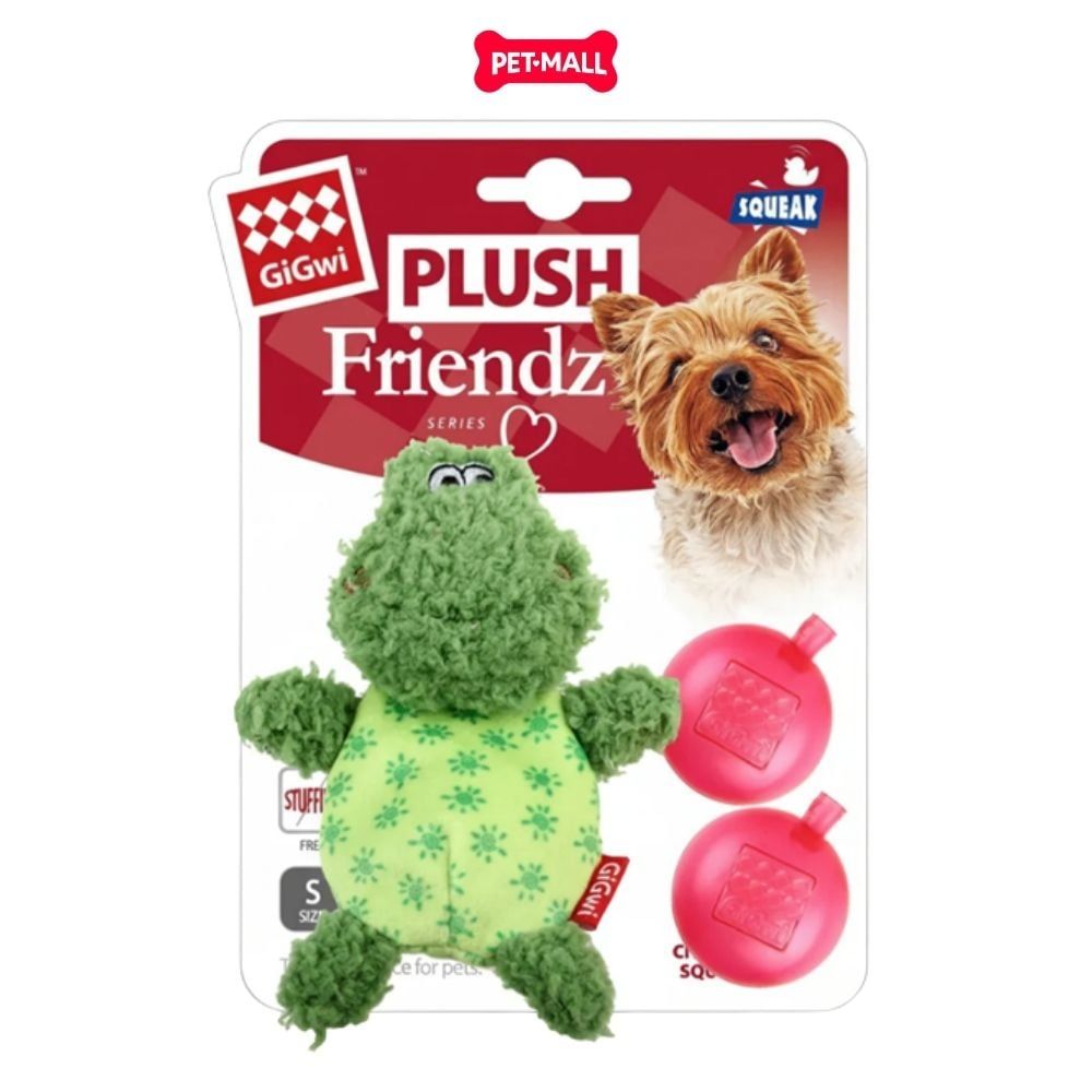 Đồ chơi GiGwi Plush Friendz Frog With Refillable Squeaker - Gấu Bông Con Ếch (kèm kèn thay) Petmall
