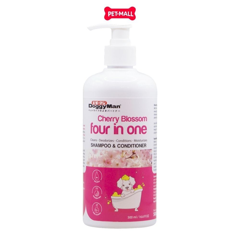 Sữa tắm Doggyman Cherry Blossom Four in One 500ml - Hương hoa Anh Đào, làm sạch, khử mùi, cấp ẩm cho chó Petmall