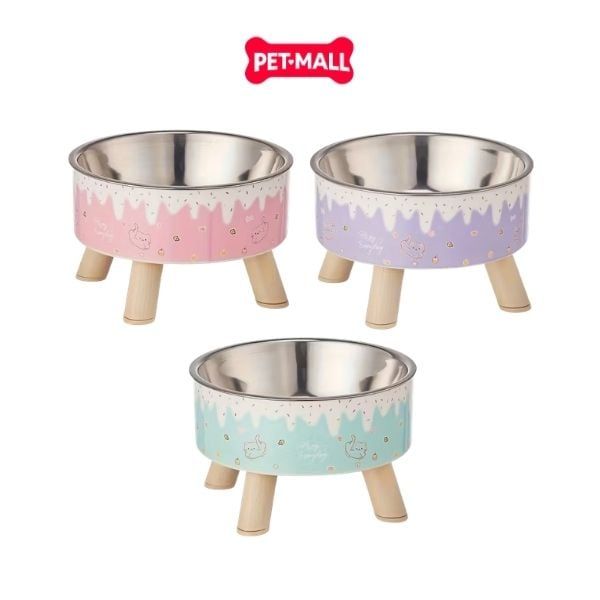 Chén ăn SONICE chống gù 4 chân hoạ tiết dễ thương - Size 14 x 9 cm Petmall