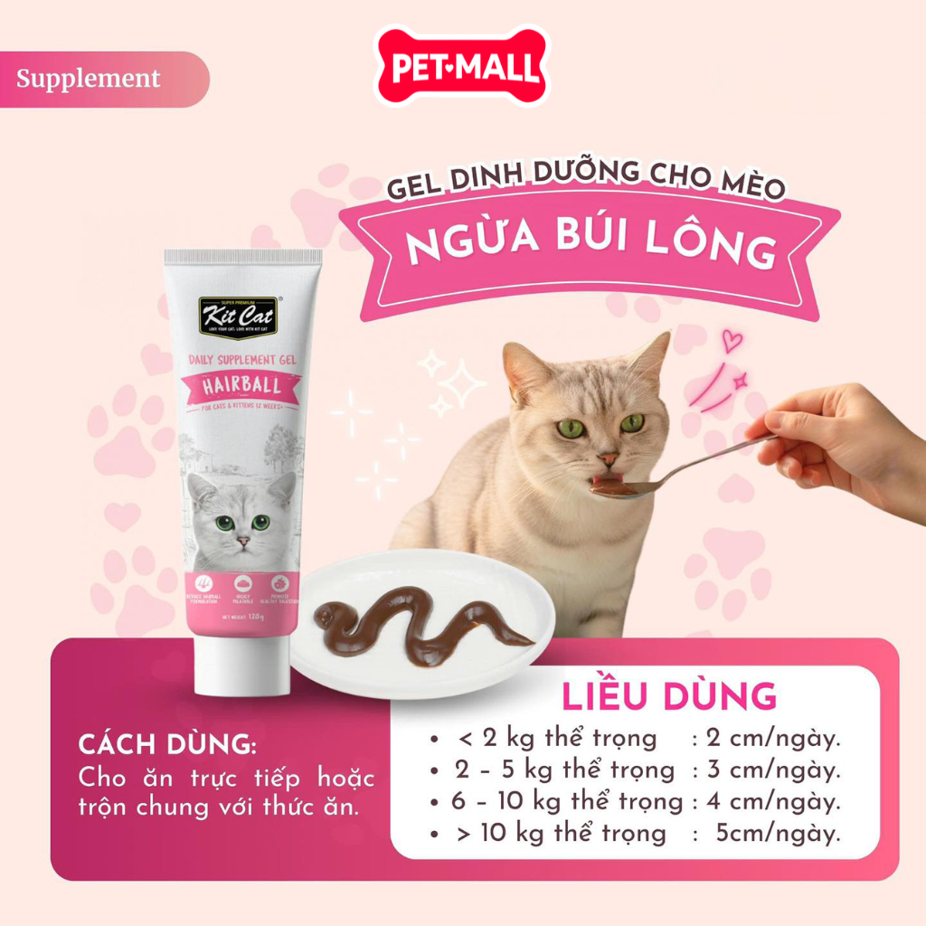 Gel bổ sung dinh dưỡng hàng ngày KitCat Daily Nutritional dành cho mèo và mèo con 120g Petmall