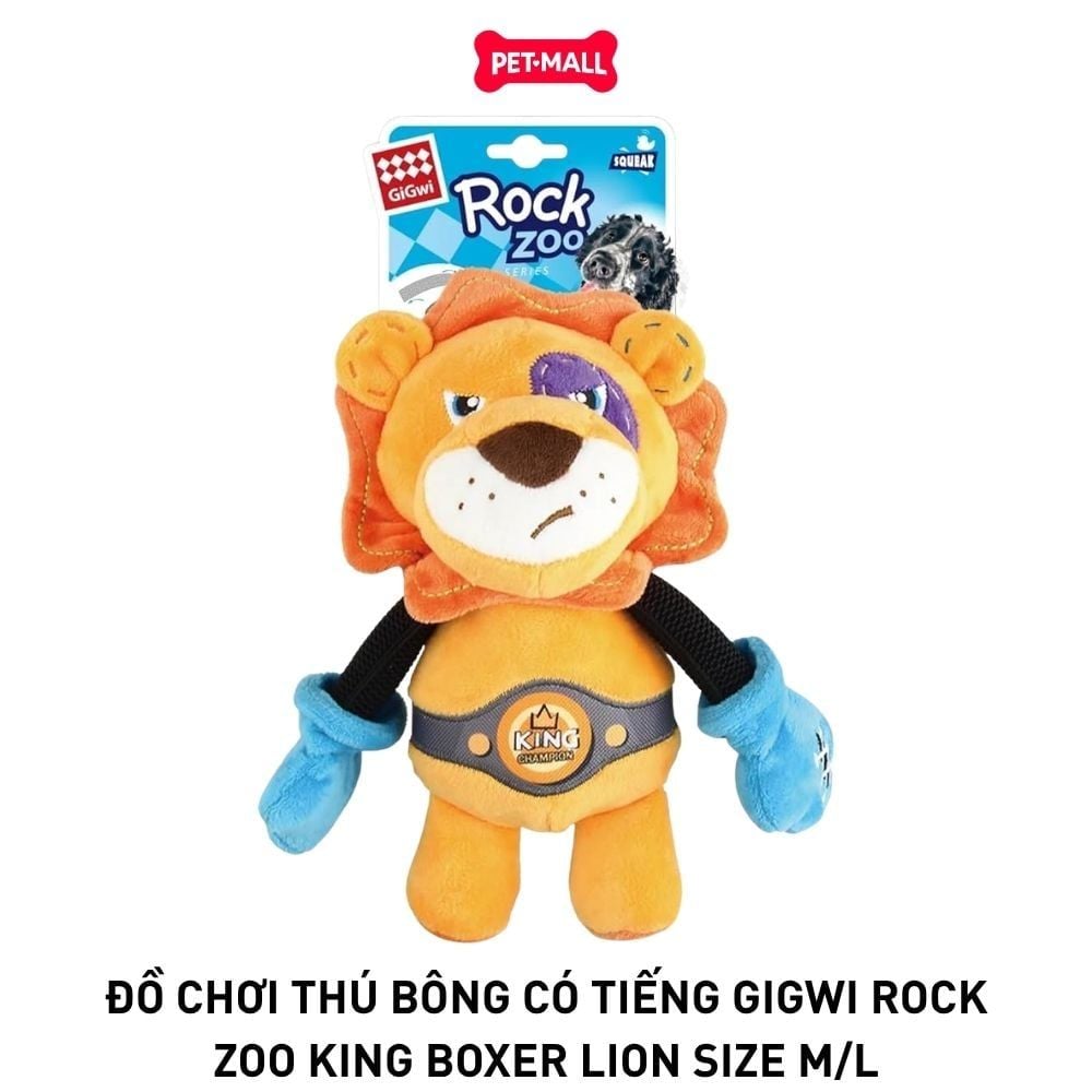Đồ chơi thú bông có tiếng GiGwi Rock Zoo King Boxer Lion size M/L Petmall