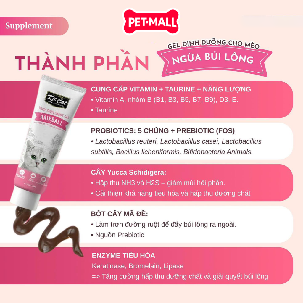 Gel bổ sung dinh dưỡng hàng ngày KitCat Daily Nutritional dành cho mèo và mèo con 120g Petmall