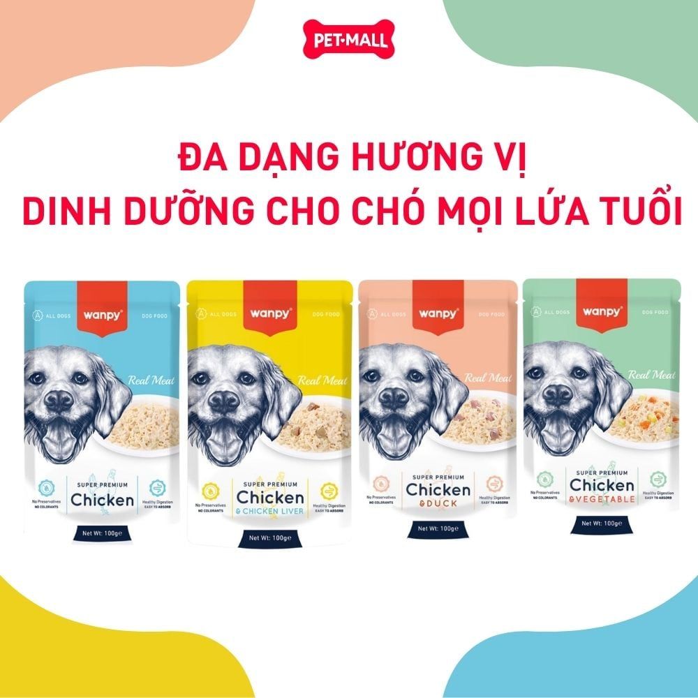 Hộp 12 Gói 100G - Pate chó WANPY Super Premium Petmall