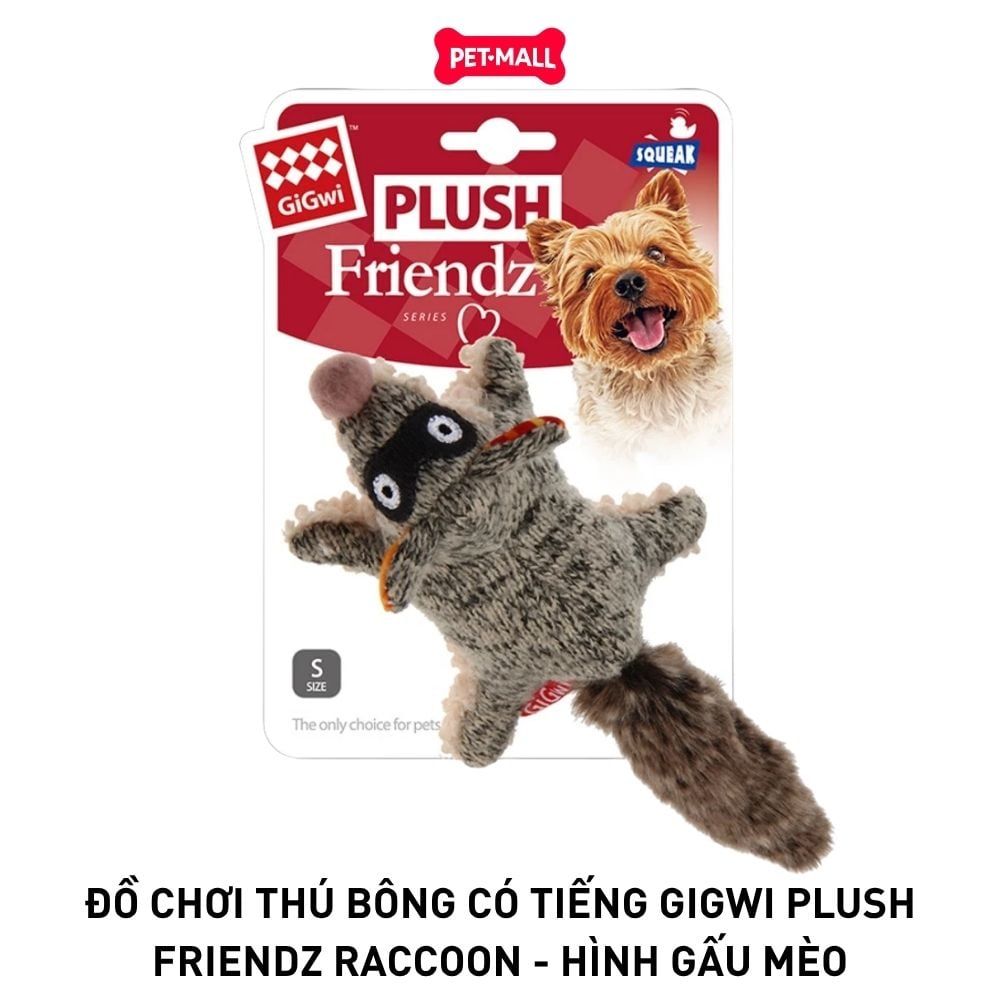Đồ chơi thú bông có tiếng GiGwi Plush Friendz Raccoon - Hình gấu mèo Petmall