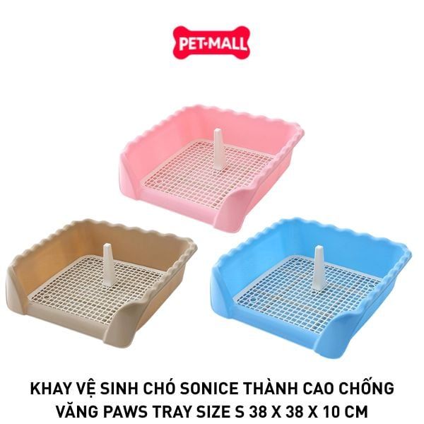 Khay vệ sinh chó SONICE thành cao chống văng Paws Tray size S 38 x 38 x 10 cm Petmall