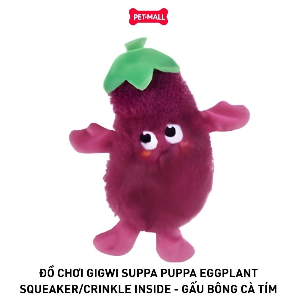 Đồ chơi GiGwi Suppa Puppa EggPlant Squeaker/Crinkle Inside - Gấu Bông Cà Tím Petmall