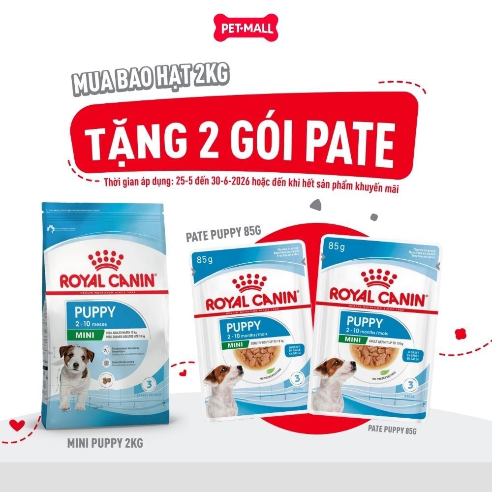 Set quà RC - 2KG Mini Puppy Thức ăn chó tặng 2 gói Pate Mini Puppy 85g Petmall