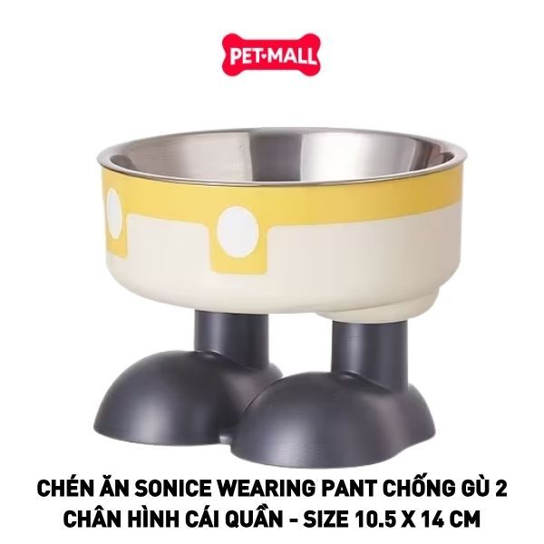 Chén ăn SONICE Wearing Pant chống gù 2 chân hình cái quần - Size 10.5 x 14 cm Petmall