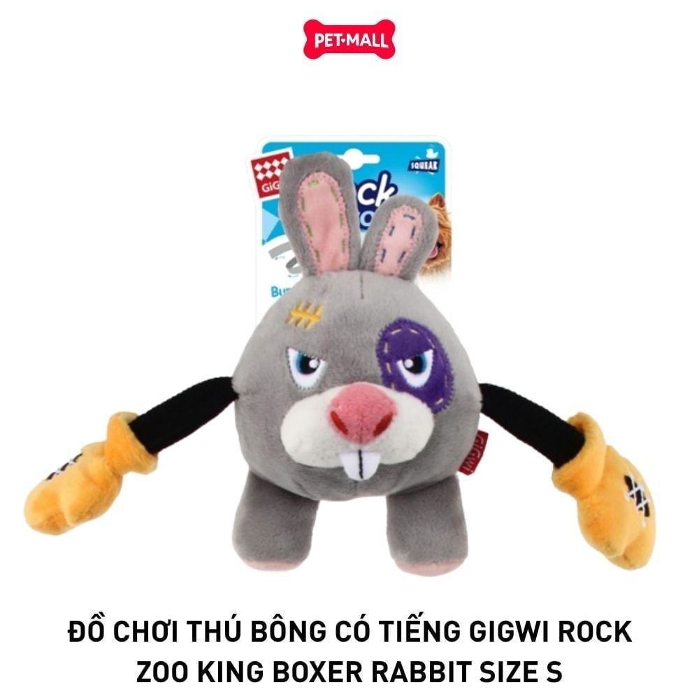 Đồ chơi thú bông có tiếng GiGwi Rock Zoo King Boxer Rabbit size S Petmall