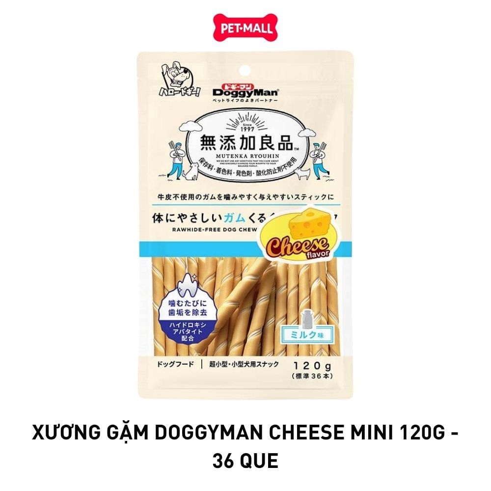 Xương gặm DoggyMan Cheese Mini 120g - 36 que - hương phô mai Petmall