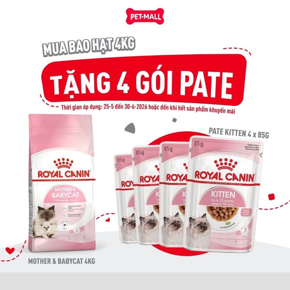 Set quà RC - 4KG Mother & Babycat Thức ăn mèo tặng 4 gói Pate Kitten 85g Petmall