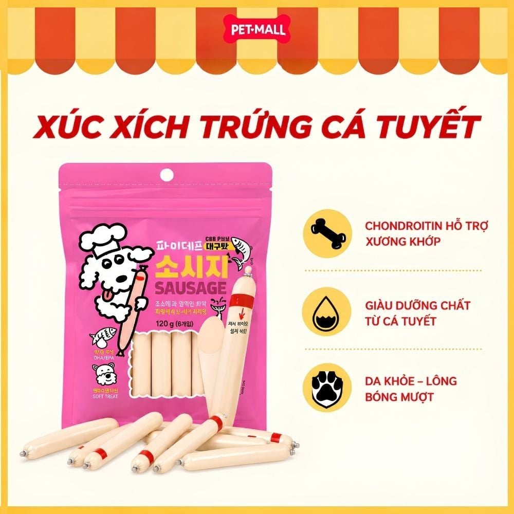 Xúc xích cho chó PALMY DAYS cho chó 120g 8 thanh - Vị trứng cá tuyết Petmall