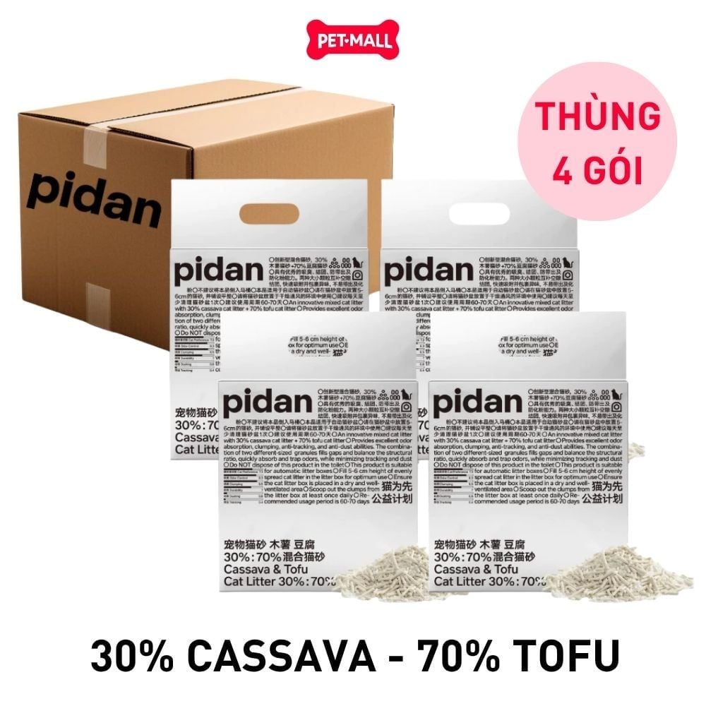 Combo 4 Gói 2.4kg - Cát vệ sinh Sonice PIDAN Cassava & Tofu - Mix 30% cát sắn và 70% đậu nành Petmall