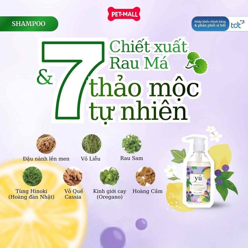 Sữa tắm Yu Light & Fluff Formula cho thú cưng 250ml - Nho Đen & Cam Petmall
