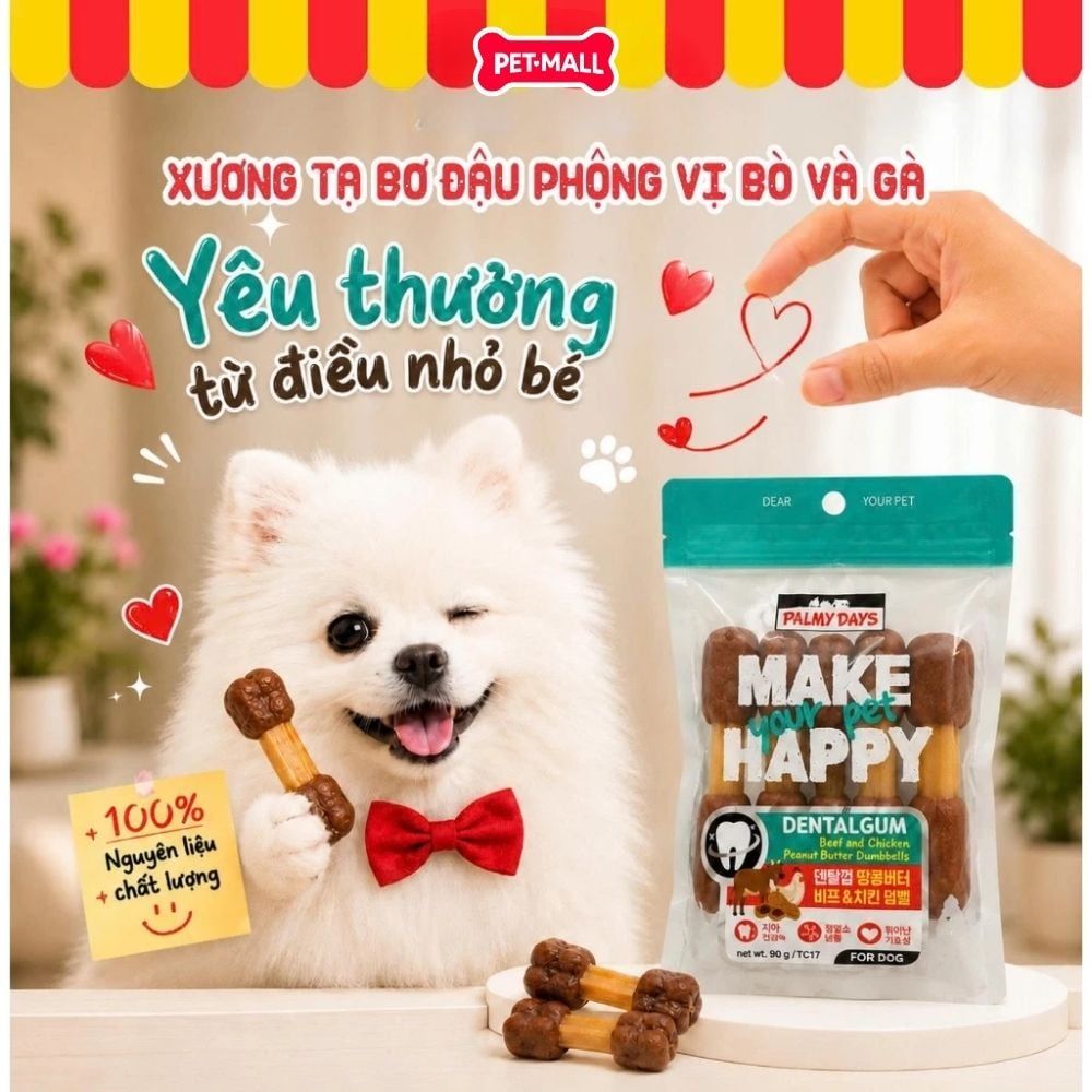 Treats Dental Bones PALMY DAYS 128g cho chó Petmall