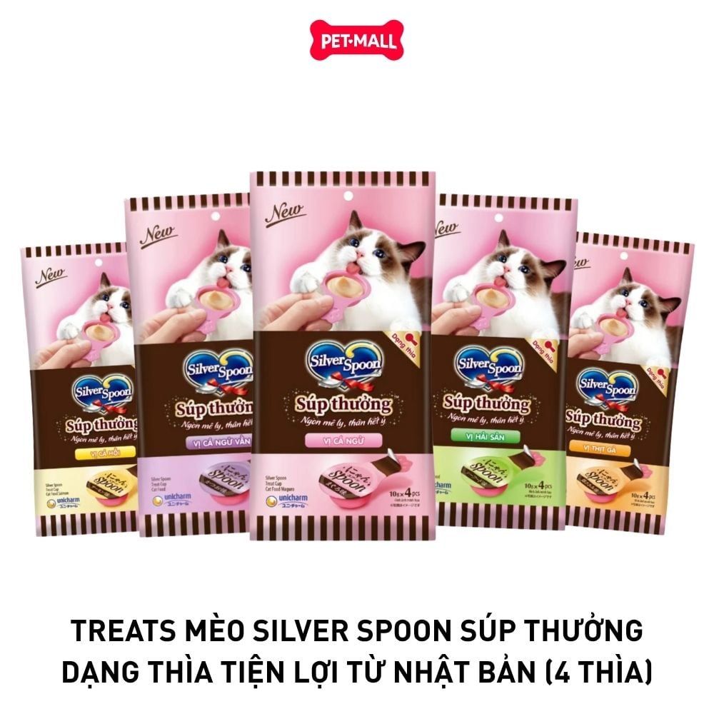 Treats mèo Silver Spoon súp thưởng dạng thìa tiện lợi từ Nhật Bản (4 thìa)