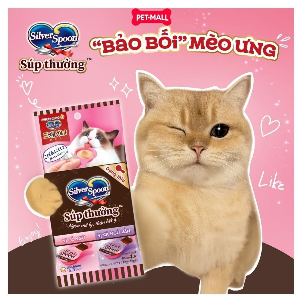 Treats mèo Silver Spoon súp thưởng dạng thìa tiện lợi từ Nhật Bản (4 thìa)