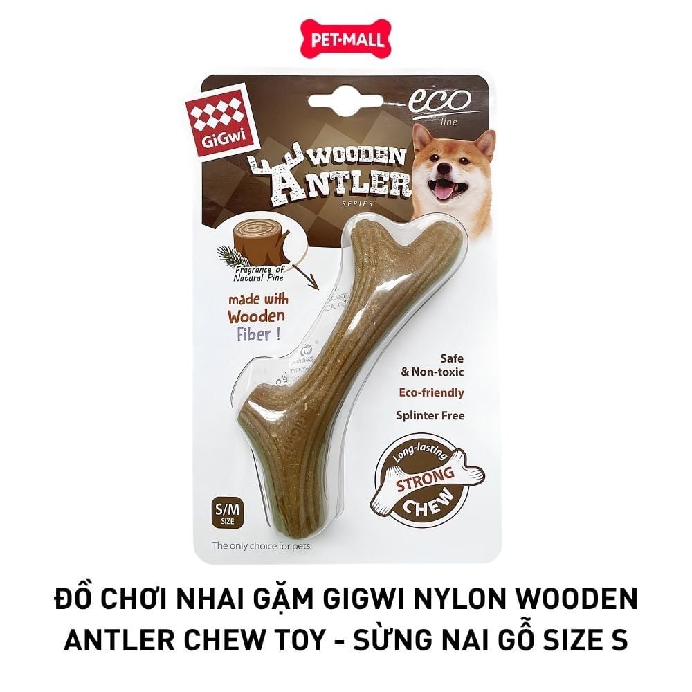Đồ chơi nhai gặm GiGwi Nylon Wooden Antler Chew Toy - Sừng nai gỗ size S Petmall