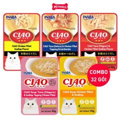 Combo 32 Gói 40G - Pate mèo CIAO Soup Tuna & Chicken - Mix vị Petmall
