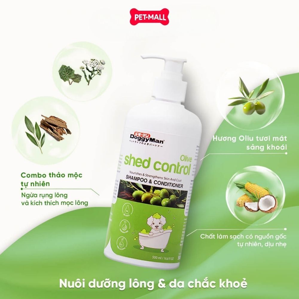 Sữa tắm Doggyman Olive Shed Control 500ml - Hương Ô liu dưỡng lông, chăm sóc da cho chó Petmall