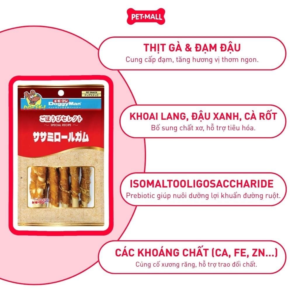 Xương que cuộn thịt gà DoggyMan - 10 cây Petmall