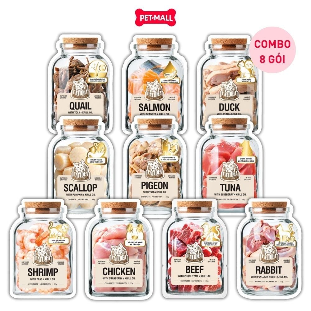 Combo 8 gói 35G - Pate thịt thật CATIDEA Superior cat food with Krill Oil Petmall