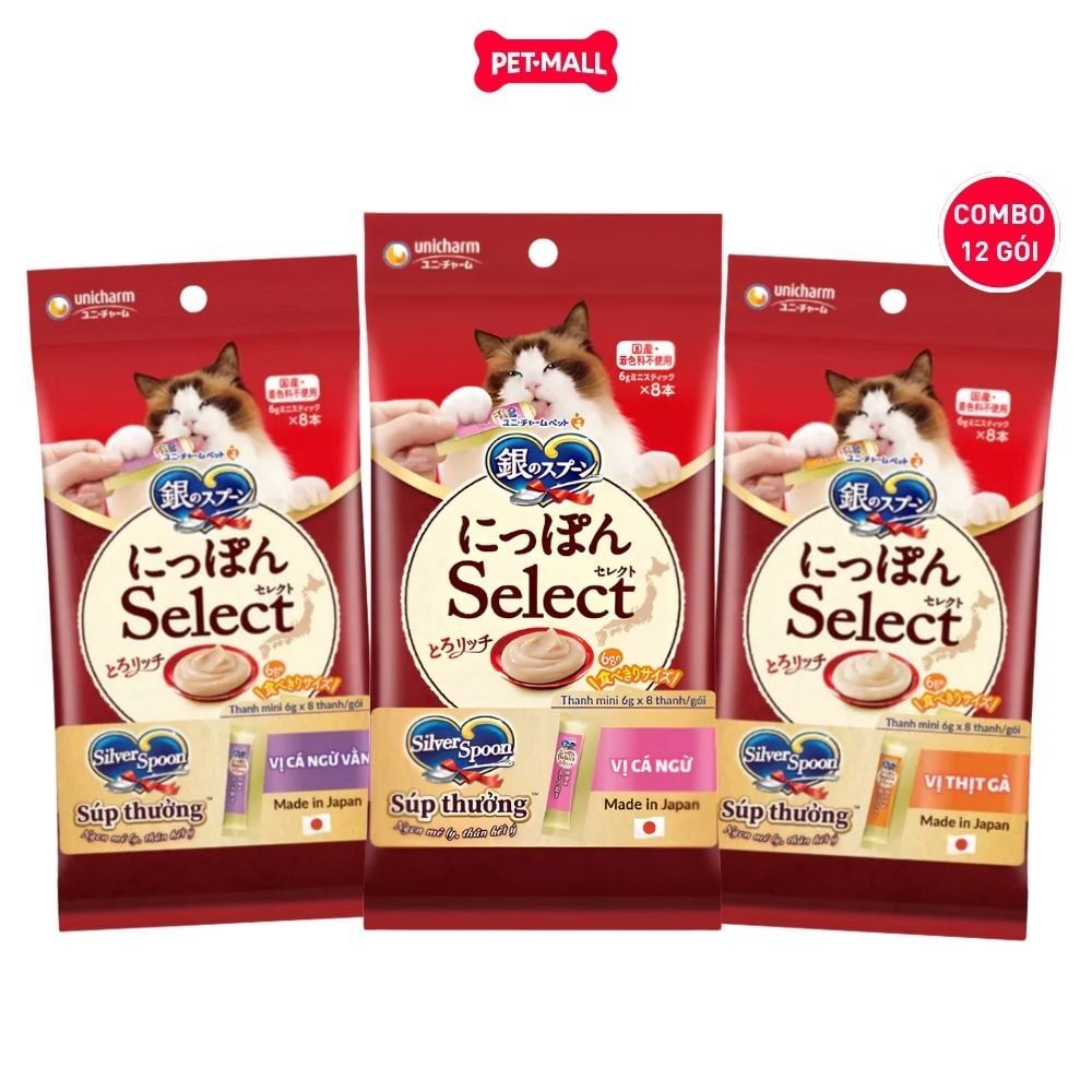 Treats mèo Silver Spoon súp thưởng dạng thanh size Mini từ Nhật Bản