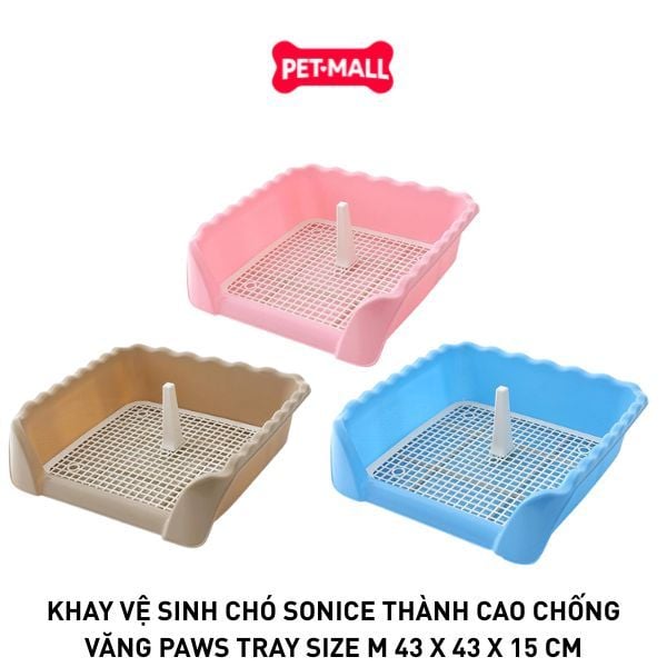 Khay vệ sinh chó SONICE thành cao chống văng Paws Tray size M 43 x 43 x 15 cm Petmall