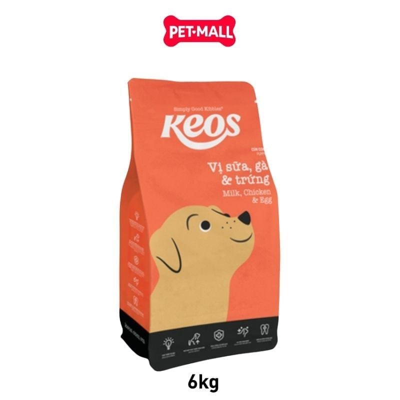 6KG - Thức ăn chó KEOS Milk, Chicken & Egg Puppy - Vị Sữa, Gà và Trứng, dành cho chó con Petmall