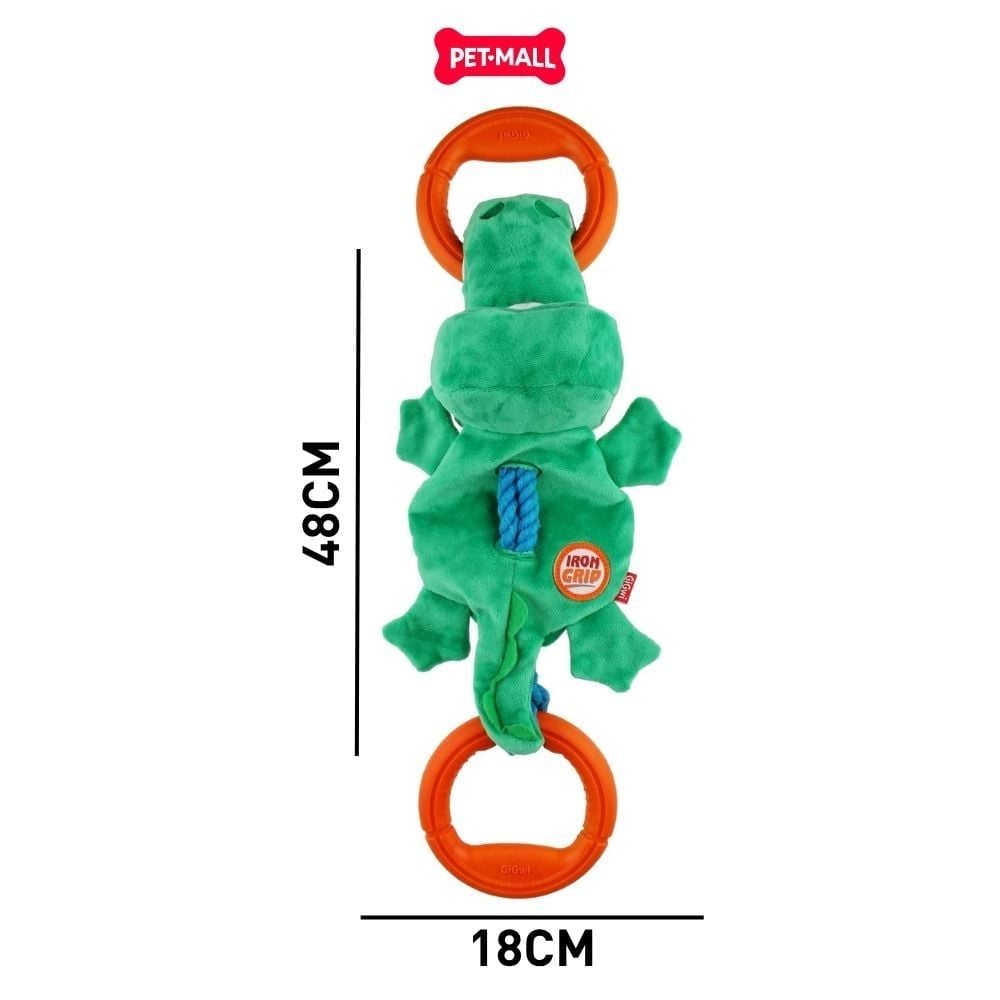 Đồ Chơi Kéo Co Cá Sấu 2 Tay Cầm Cao Su GiGwi Iron Grip Plush Crocodile With Two TPR Handles Petmall