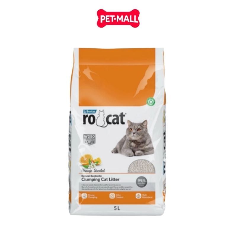 Cát vệ sinh Bentas Rocat Orange Scented Clumping Bentonite Cat Litter Gói 5L - Hương Cam, vón cục khử mùi tuyệt đối Petmall