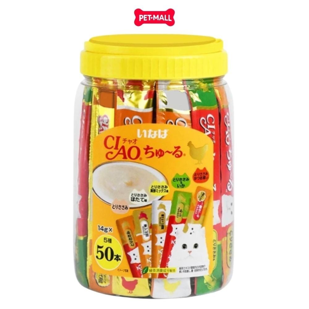 Treats Ciao Churu Chicken with Vitamin and Green Tea 700g - Hộp 50 gói mix Petmall