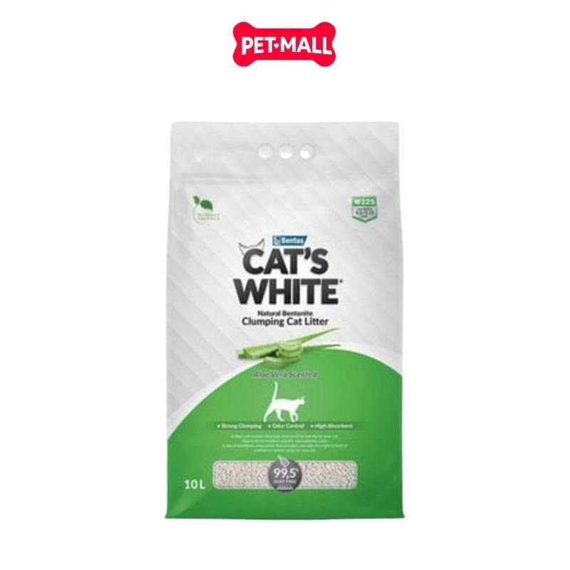 Cát vệ sinh Bentas Cat's White Aloe Vera Scented Natural Bentonite Clumping Cat Litter Gói 10L - Hương Nha Đam Petmall